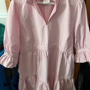 Pink Striped Ruffle Dress